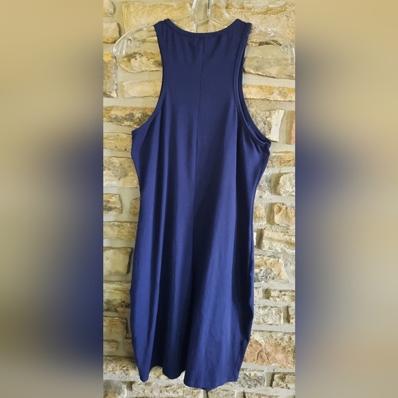 Express Bodycon Mini Dress Stretch Blue Silver Nautical Women's Size Medium - Picture 4 of 7